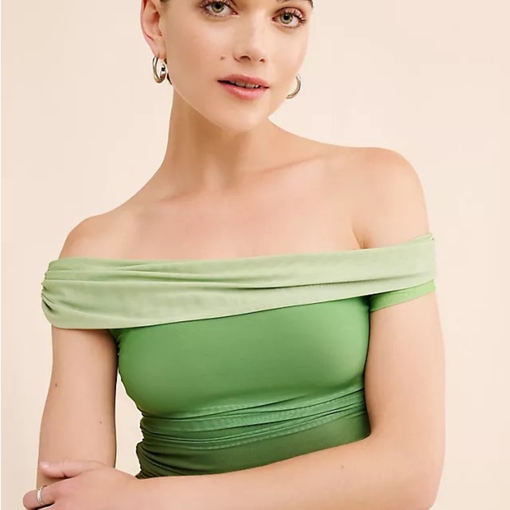 Bardot Off-Shoulder Green Blouse